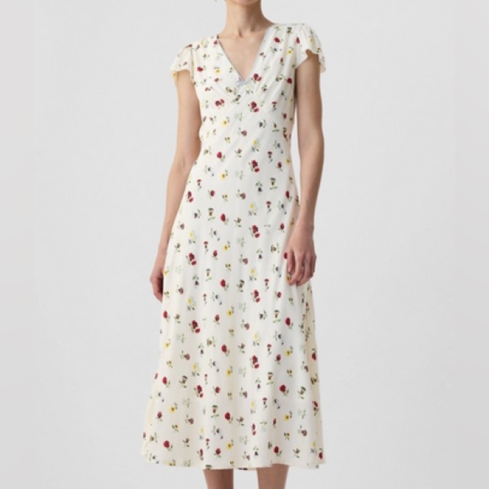 GAP x Doen Cream Floral Midi Dress